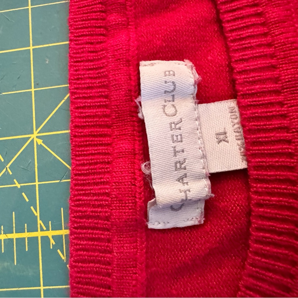 Charter Club Bold Red Knit Sweater Top 90s cute cropped cozy crew neck - Picture 5 of 6